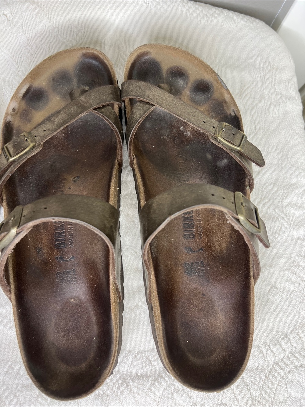 Birkenstock Taupe Brown Toe Strap Sandals 2 Pair Size 11 / 42 - Picture 4 of 10